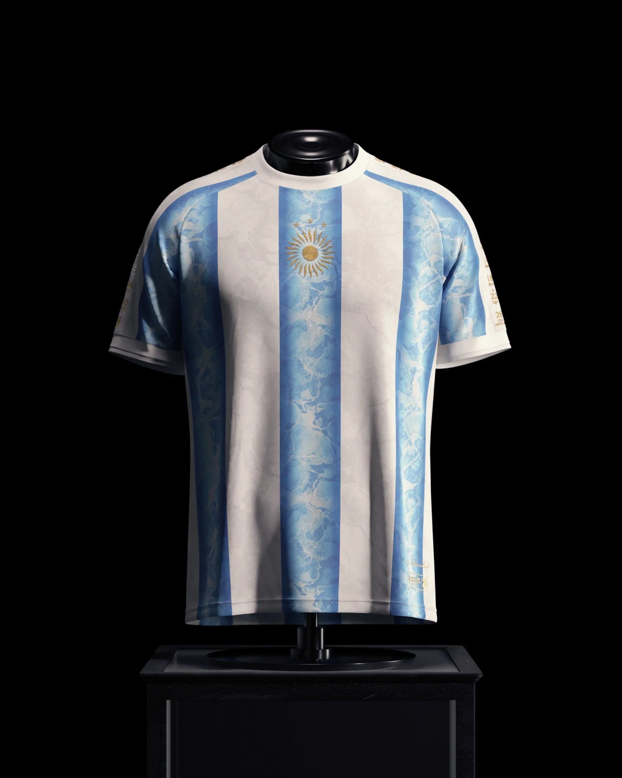 Argentina 'Glacier' Jersey Polyester Football Champion Shirt Soccer Fan Gift