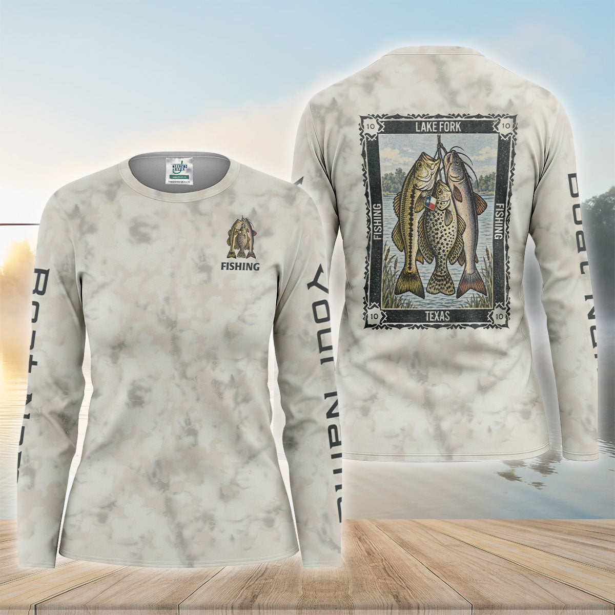 Lake Fork Vintage Fish Stamp Custom UPF Shirt, Fishing Jersey, Womens Fishing Apparel