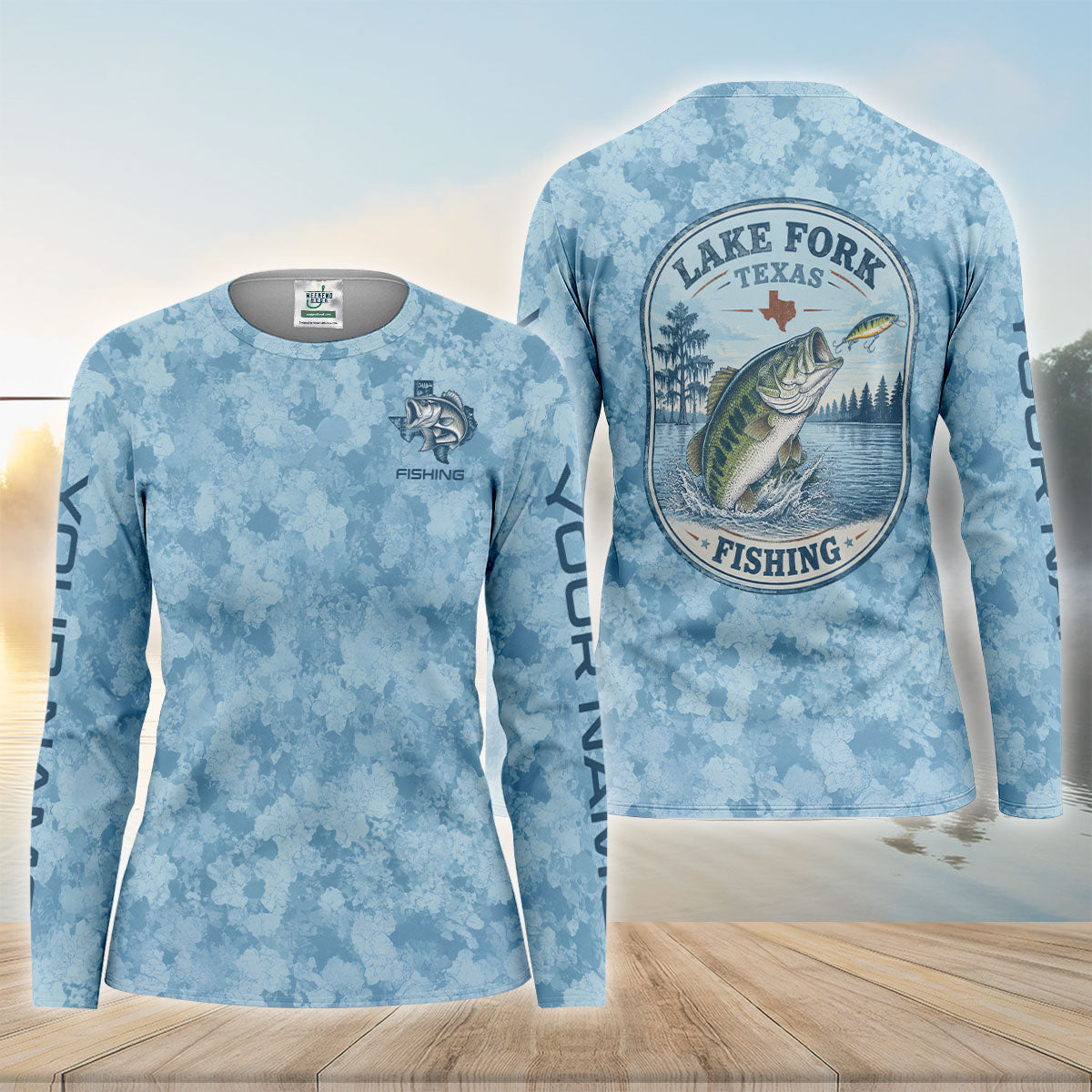 Lake Fork Texas Jumping Bass Vintage UPF Shirt, Bass Fishing Shirt, Womens Fishing Tee