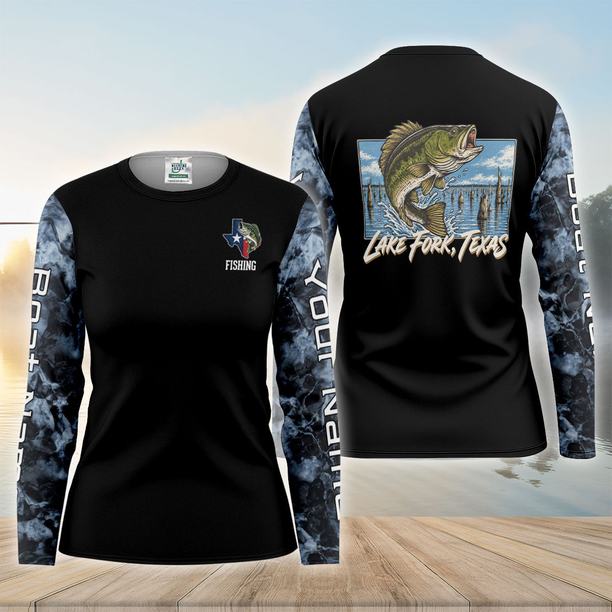 Custom Texas Bass Fishing UPF Shirt, Long Sleeve Fishing Shirt, Fishing Apparel For Women