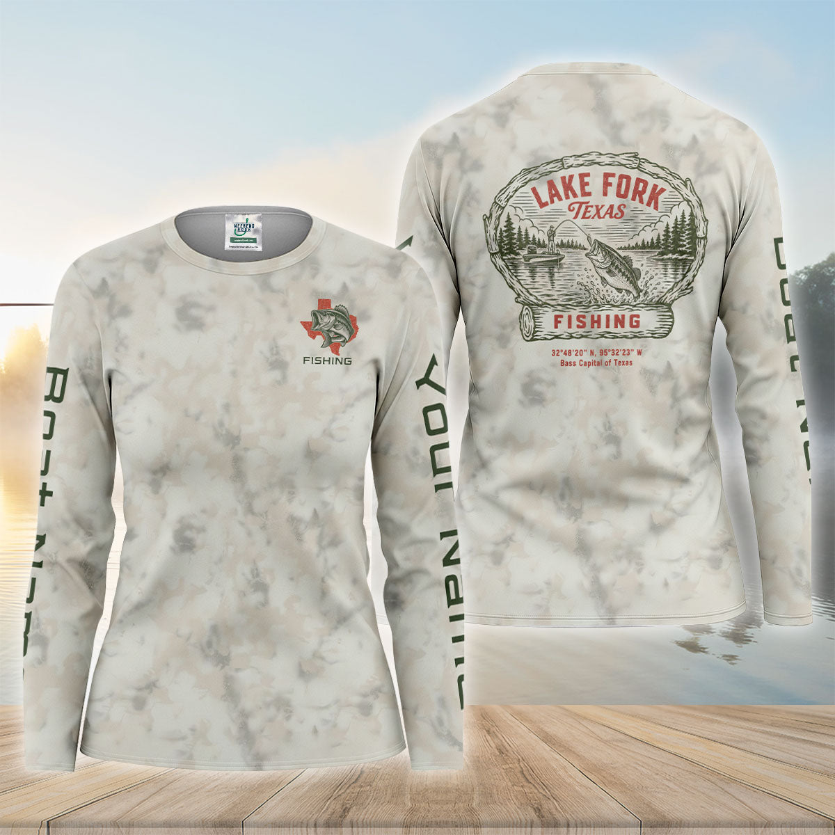 Lake Fork Texas Bass Capital Vintage UPF Shirt, Fishing Sun Shirt, Womens Fishing Apparel