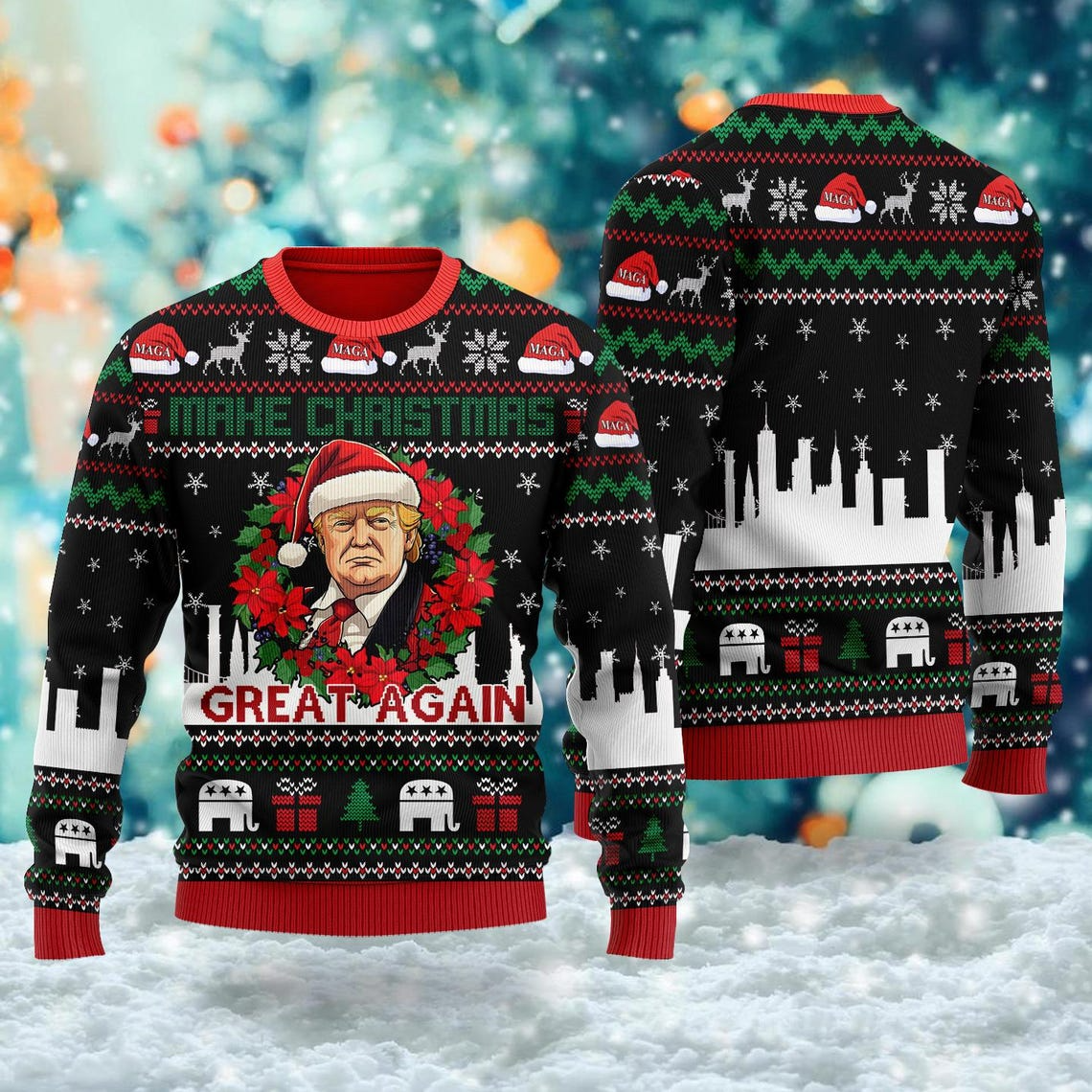Trump2024 Make Christmas Great Again Ugly Christmas Sweater