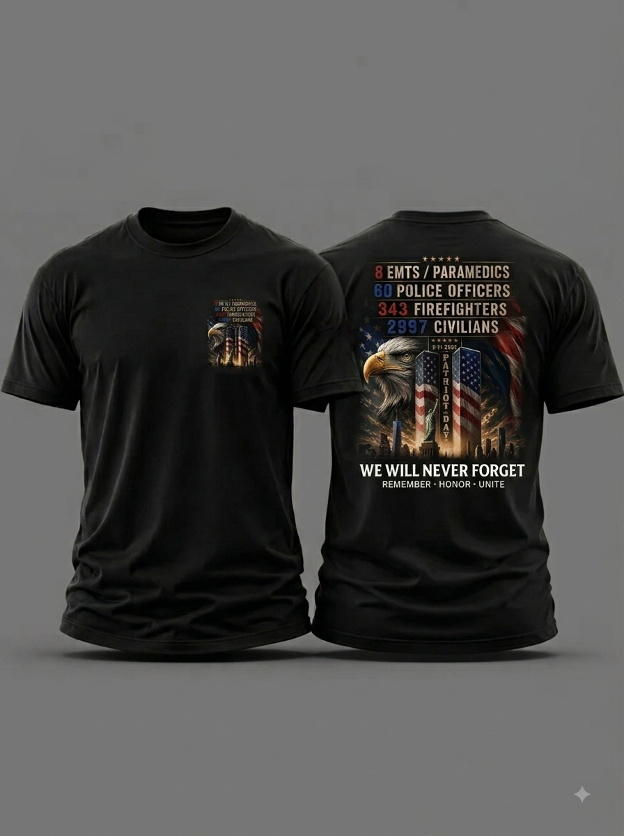 We Will Never Forget 9/11 American Flag Polo Shirt, Polo Shirts For Men, Memorial Shirt