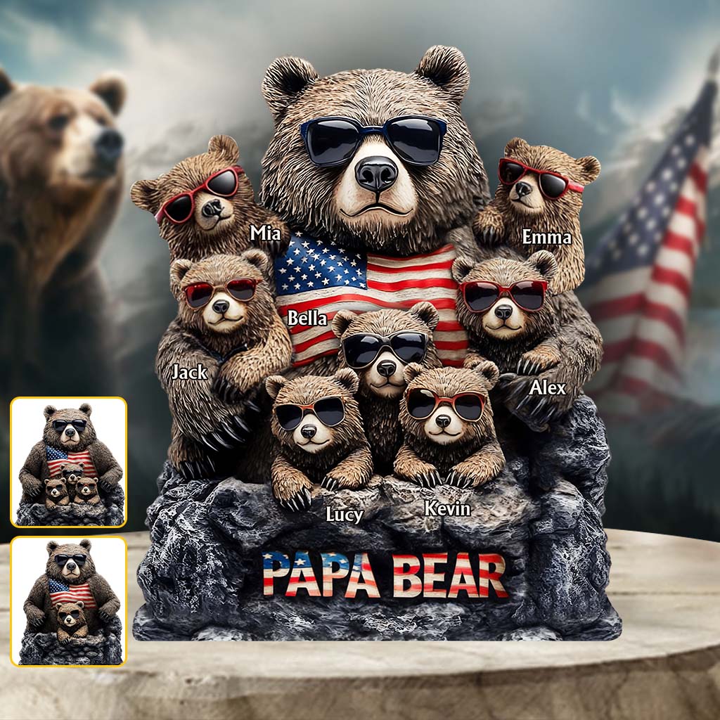 Papa Bear Custom Shaped Acrylic Plaque, Fathers Day Gift