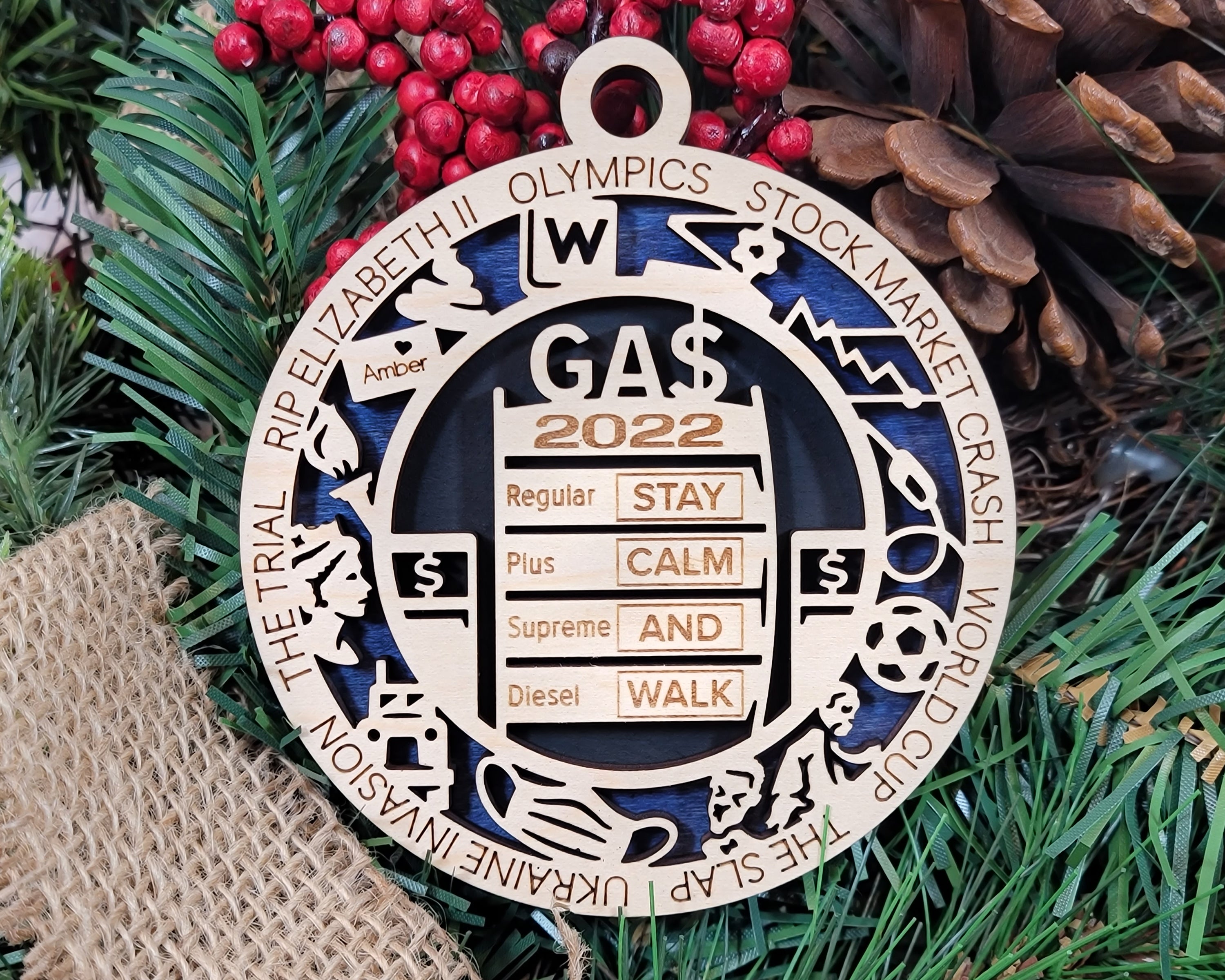 Stay Calm & Walk 2022 Christmas Ornament, Year In Review Ornament, 2-Layer Wood Ornaments