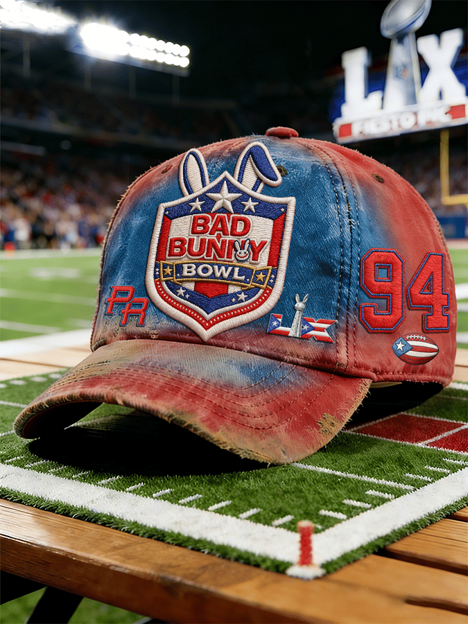 Bunny Bowl LX Benito Bowl Frog Rabbit Vibes Printed Cap, Super Bad Halftime Game Day Essential, Baseball Hat Cap