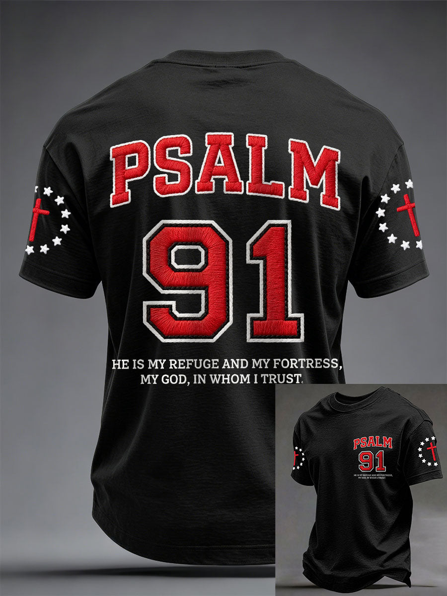 Psalm 91 Bible Verse Christian Short Sleeve T Shirt Gift For Men