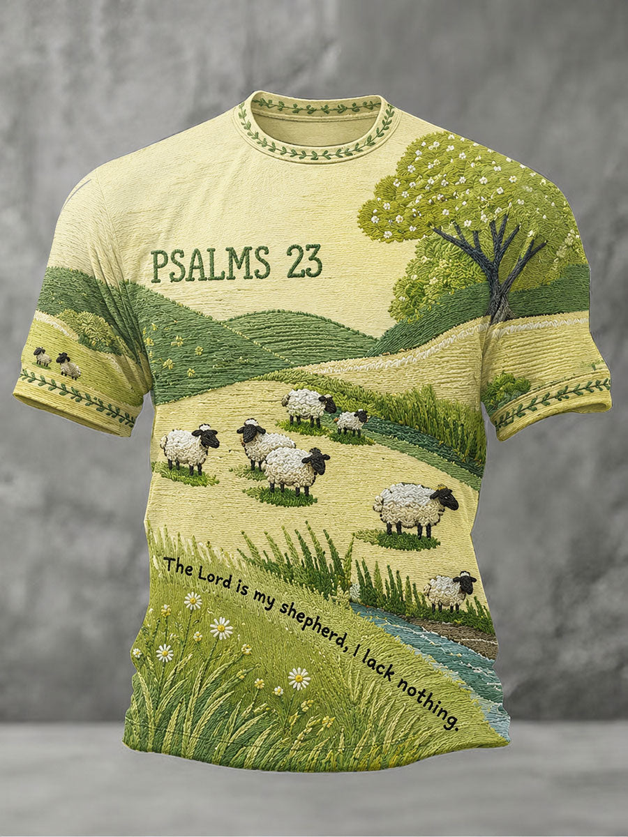 Psalm 23 The Lord Is My Shepherd Christian Sheep T Shirt Gift For Men