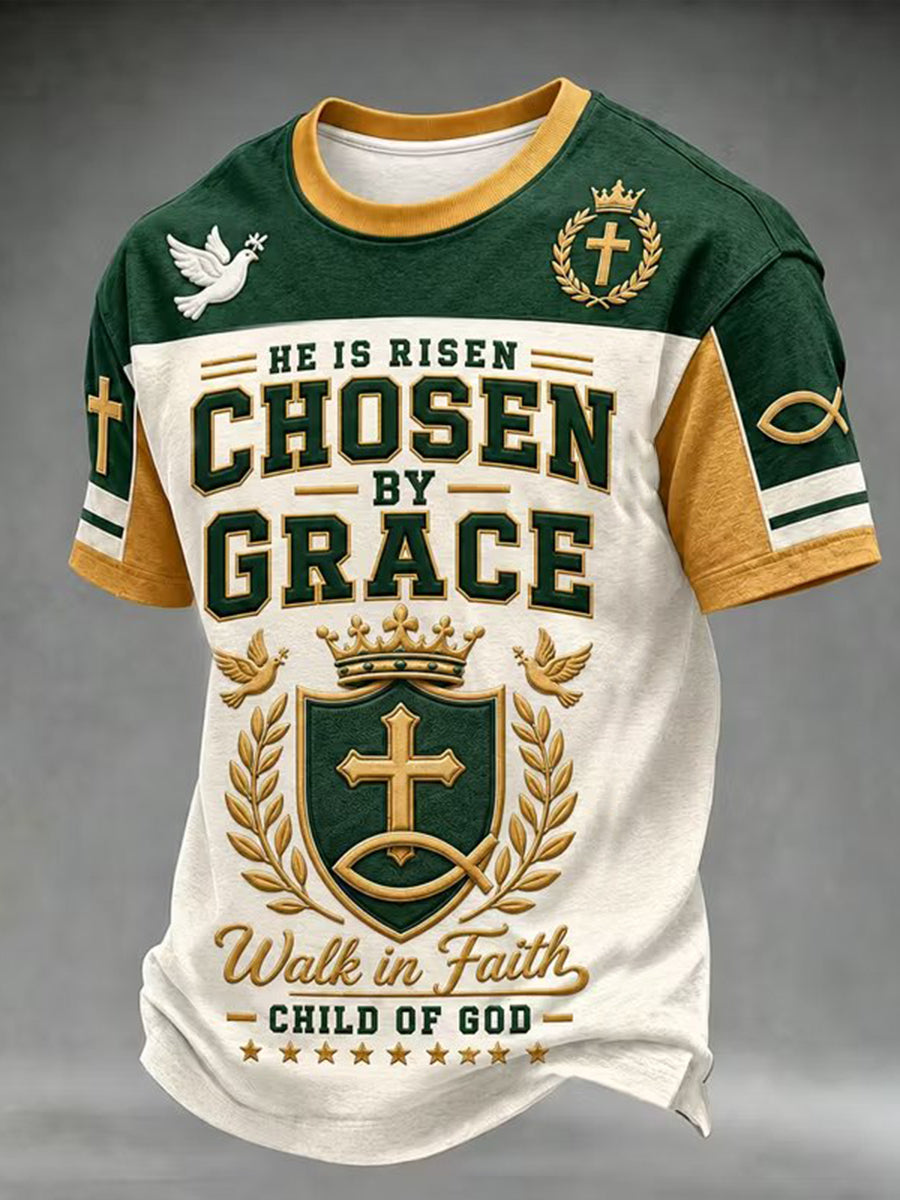 Chosen By Grace Walk In Faith Christian Cross T Shirt Gift For Men