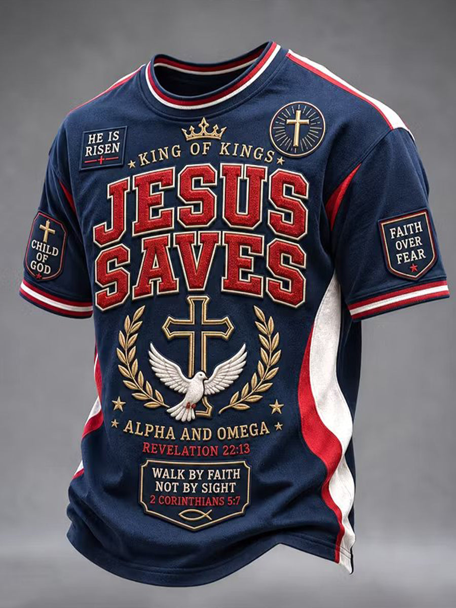 Jesus Saves Christian Cross Short Sleeve T Shirt Gift For Men