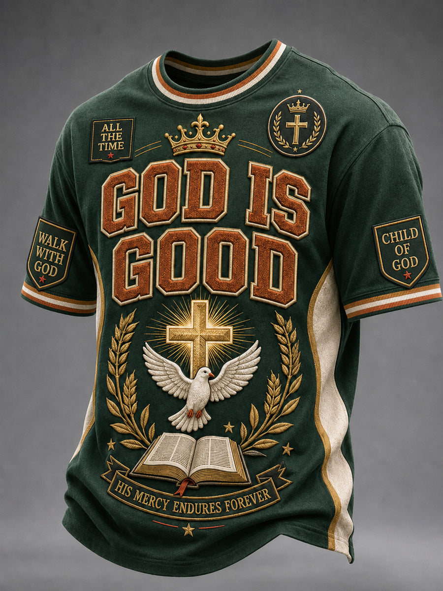 God Is Good Christian Cross Short Sleeve T Shirt Gift For Men