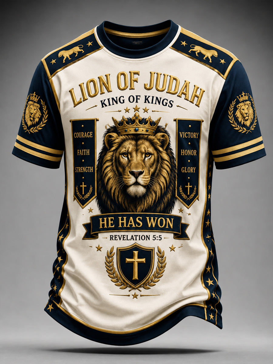 Lion of Judah He Has Won Christian Short Sleeve T Shirt Gift For Men