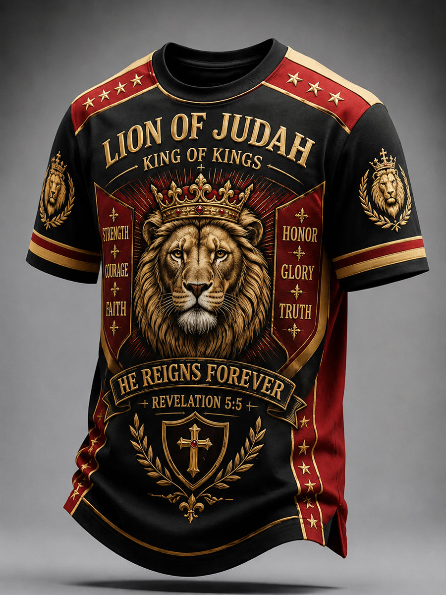 Lion of Judah He Reigns Forever Christian T Shirt Gift For Men