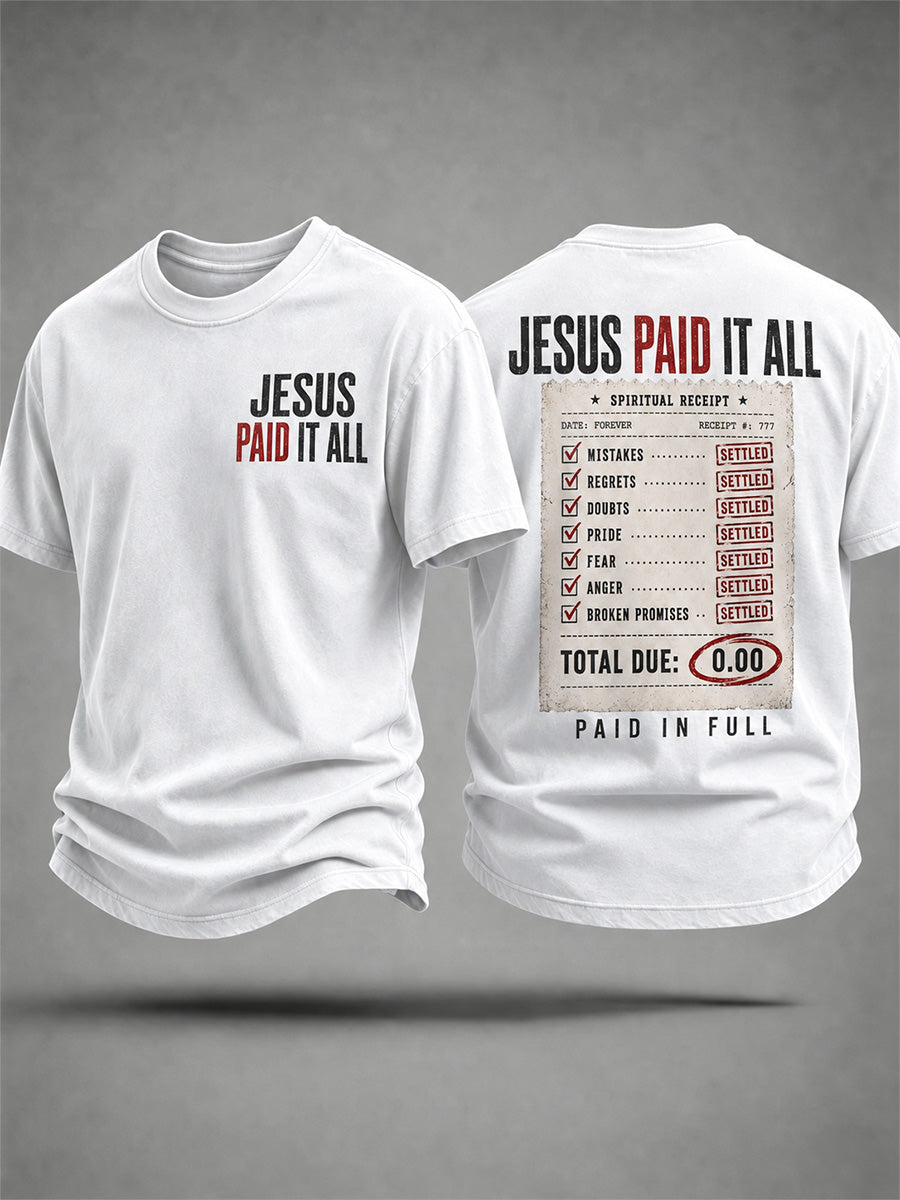 Jesus Paid It All Receipt Christian Short Sleeve T Shirt Gift For Men