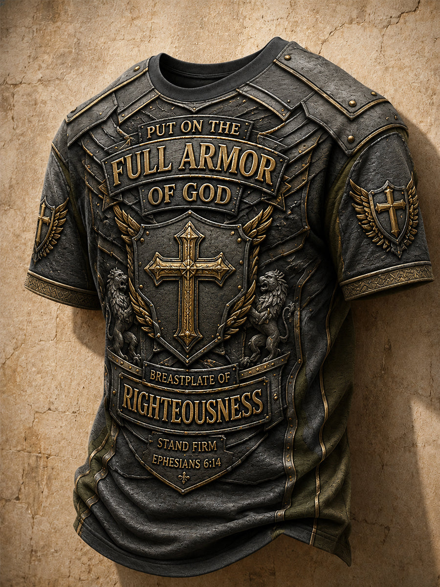 Put On The Full Armor of God Christian Short Sleeve T Shirt Gift For Men