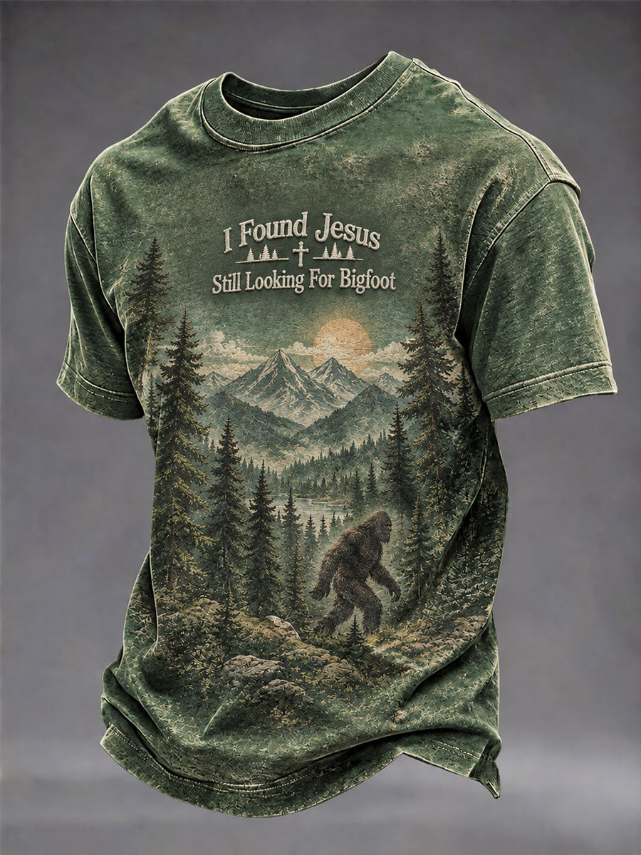 I Found Jesus Still Looking For Bigfoot Forest T Shirt Gift For Men
