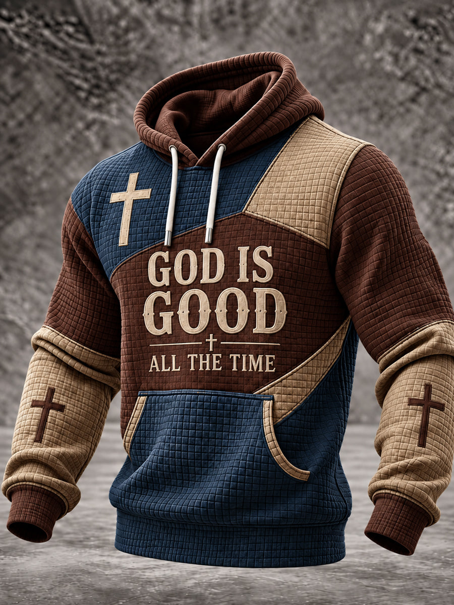 God Is Good All the Time Cross Christian Hoodie for Men