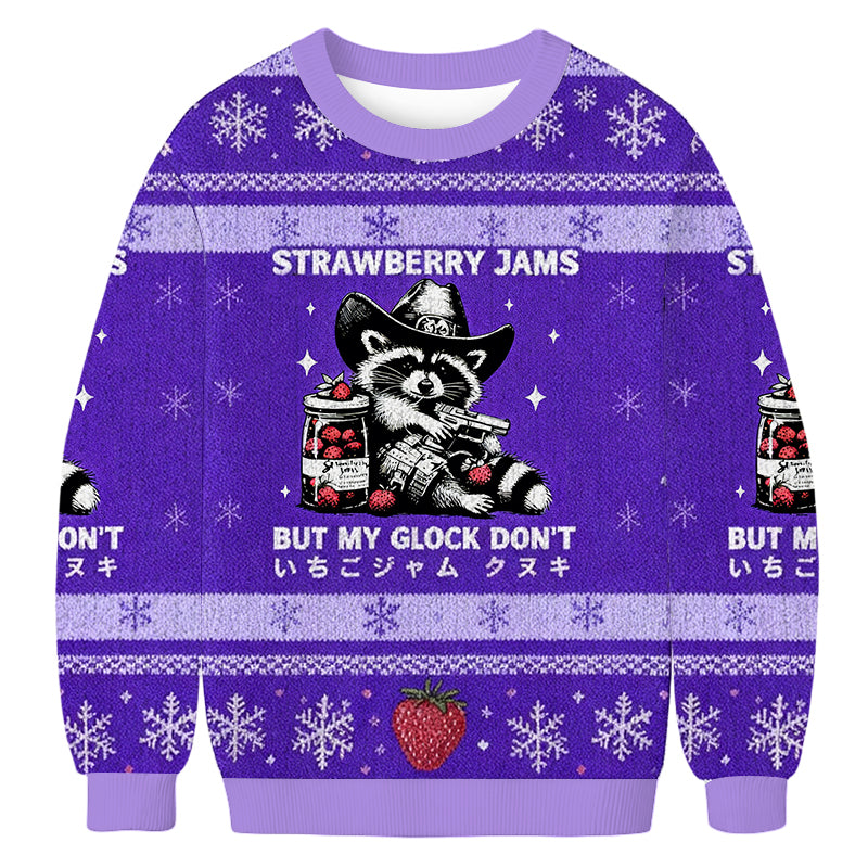 Strawberry Jams But My Glock Don't Christmas Sweater, Ugly Xmas Sweater, Christmas Ugly Sweatshirt