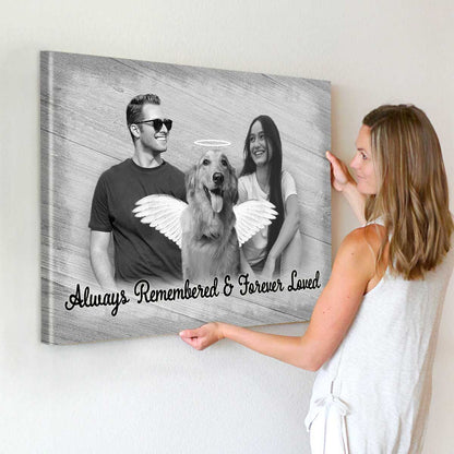 Pet Loss Memorial Portrait Canvas With Angel Wings And Halo, Add Deceased Pet To Photo, Dog Memorial Gifts