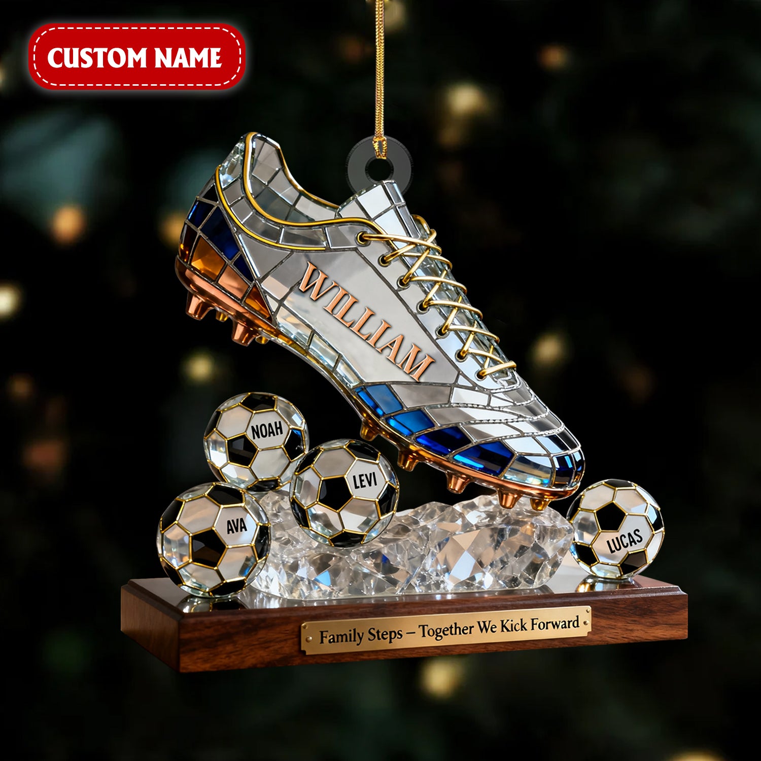 Custom Soccer Cleat Crystal Effect Acrylic Ornament, Soccer Christmas Gift, Gift For Soccer Lover