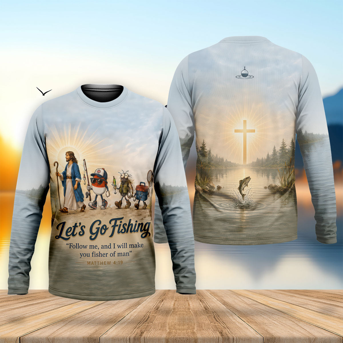 Lets Go Fishing Matthew 419 Faith UPF Shirt, Bass Fishing Shirt, Mens Fishing Apparel