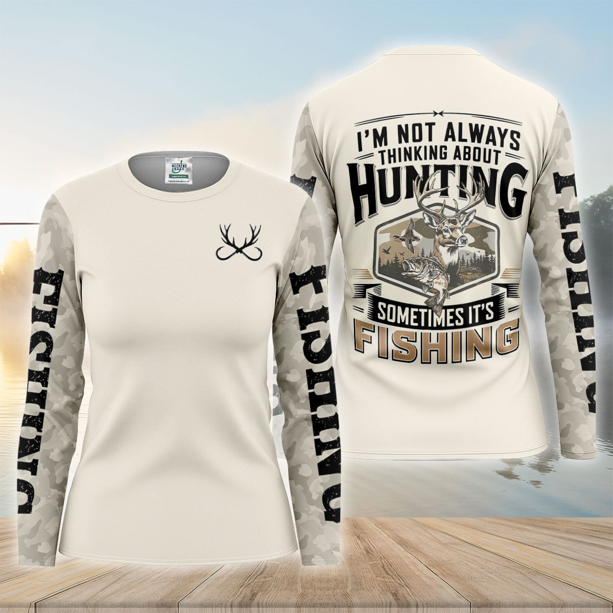 Im Not Always Thinking About Hunting Sometimes Its Fishing UPF Shirt, Fish Shirt, Womens Tee