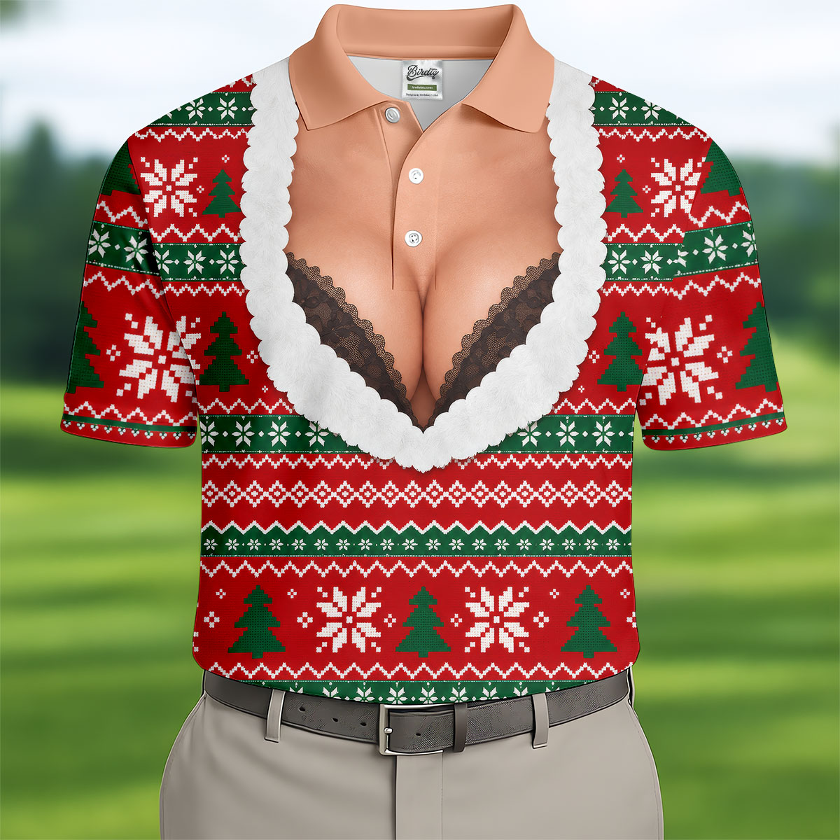 Funny Sexy Cleavage Christmas Golf Shirt, Golf Shirts For Men, Mens Golf Apparel