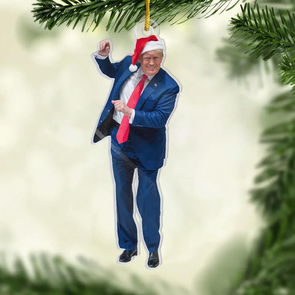 Trump2024 Funny Dancing Acrylic Ornament, Funny Trump Christmas Ornament