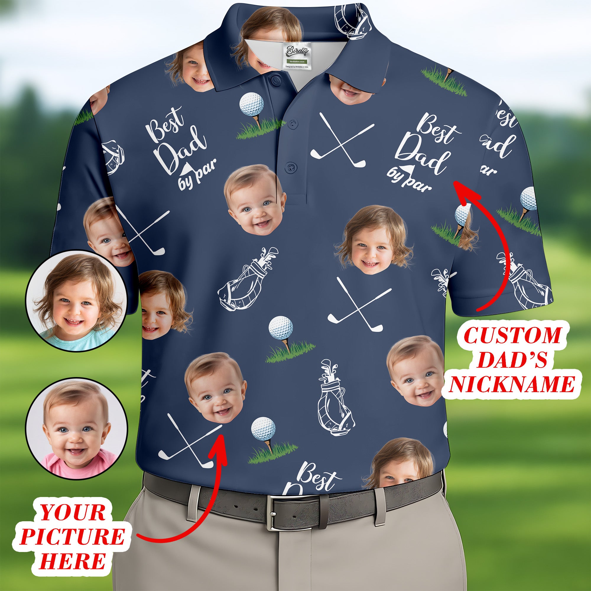 Best Dad By Par Custom Photo Golf Shirt, Fun Golf Shirt, Best Golf Gift For Dad