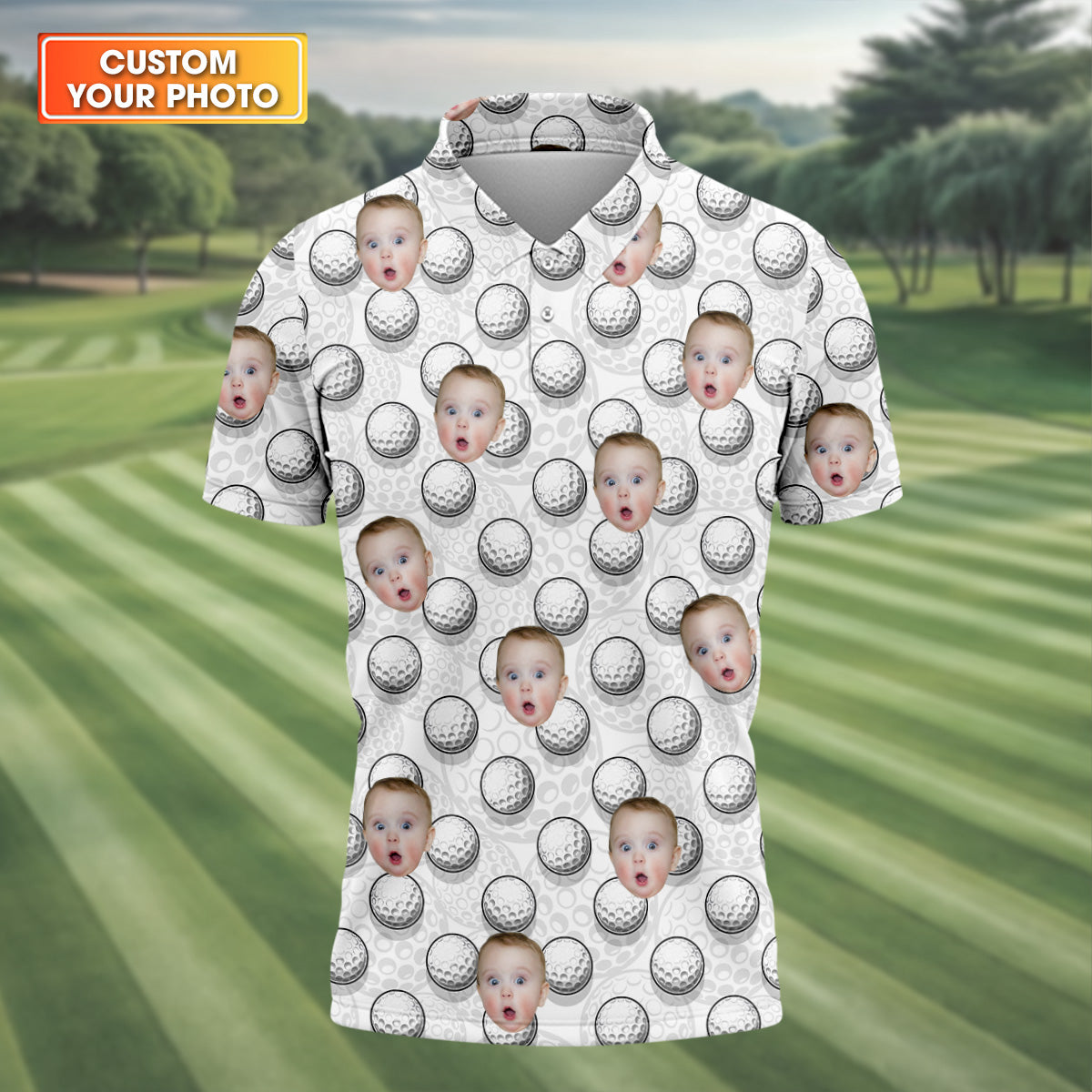 Custom Face Golf Shirt, Funny Golf Polo Shirt, Gift For Dad