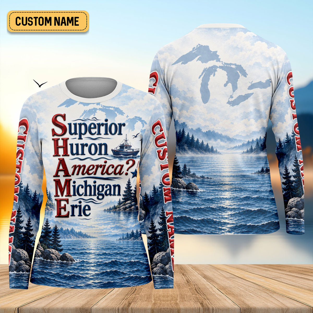 America Great Lakes Fishing UPF Shirt, Fishing Shirts For Women, Long Sleeve Fishing Shirt