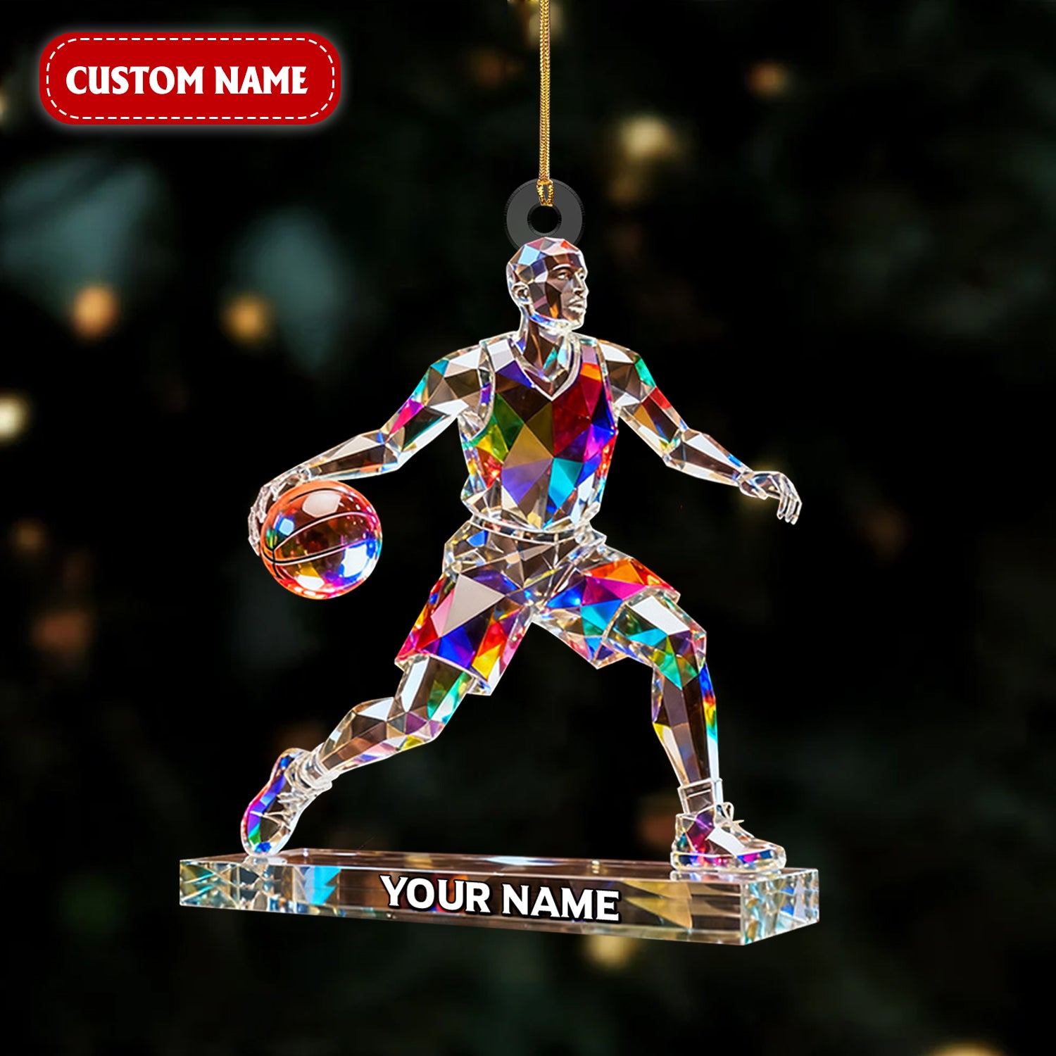 Basketball Player Crystal Effect Acrylic Ornament, Gift For Basketball Player, Sport Ornament