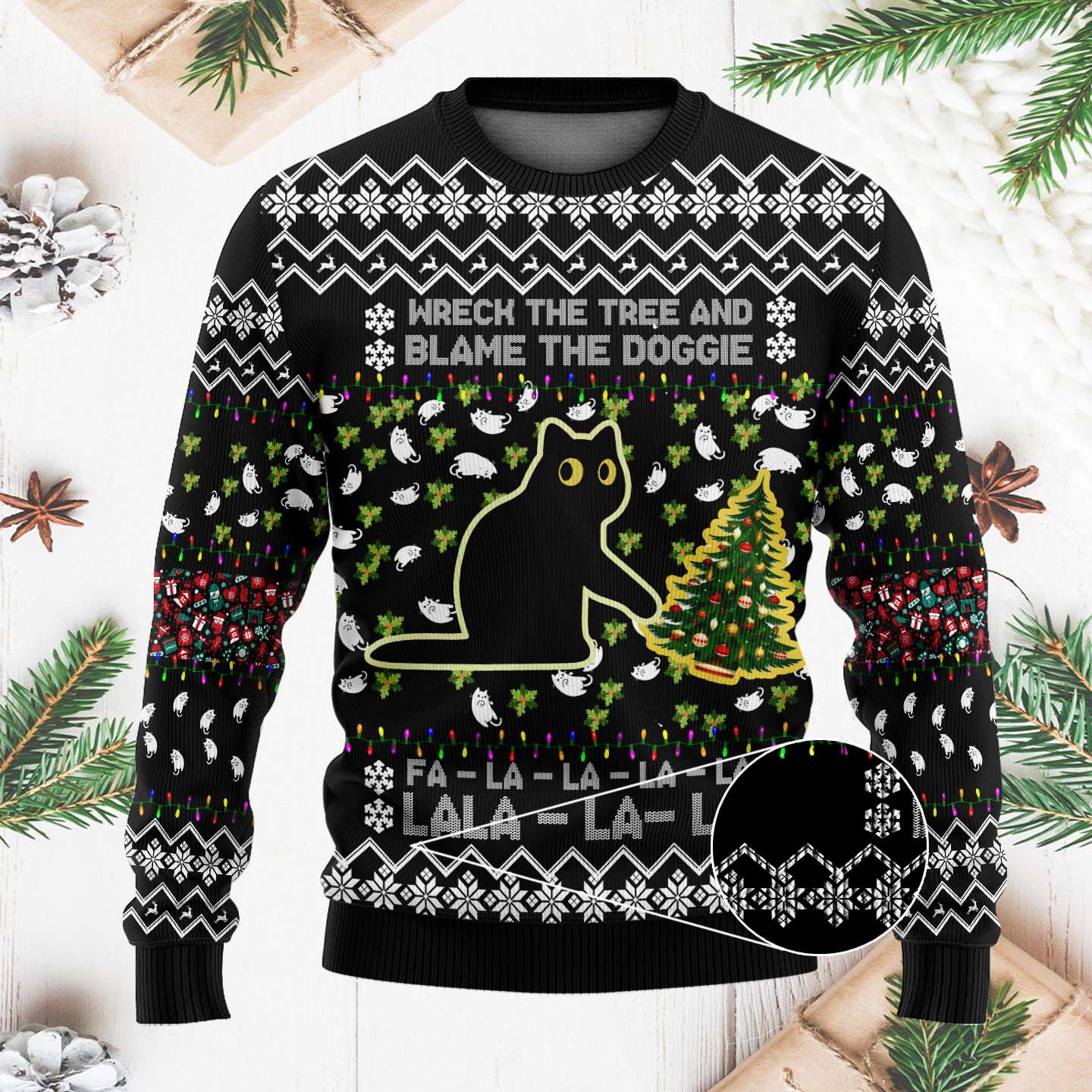 Wreck The Tree And Blame The Doggie Funny Christmas Ugly Sweater, Christmas Gifts