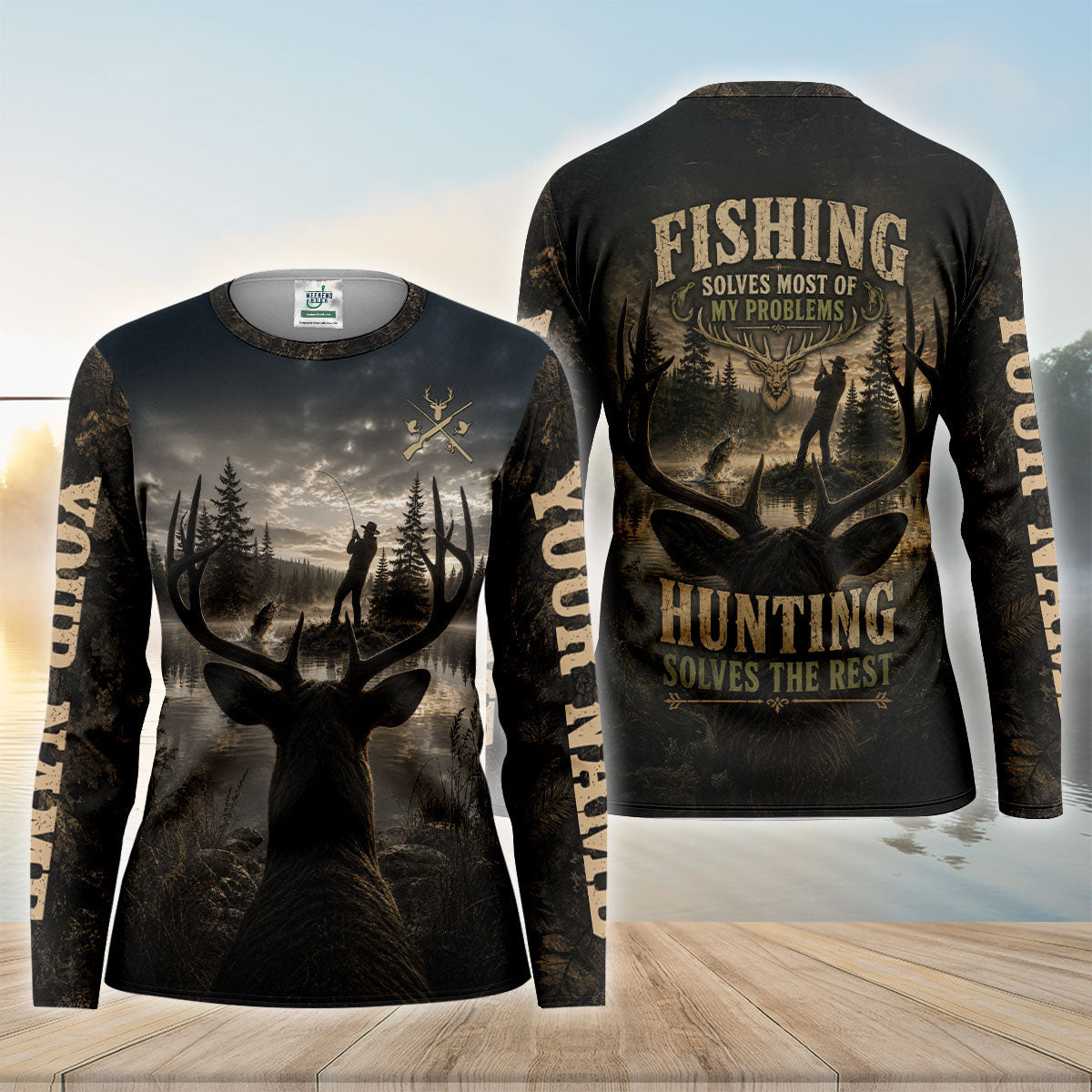 Fishing Solves Most Of My Problems Hunting Solves Rest UPF Shirt, Fishing Shirt For Women