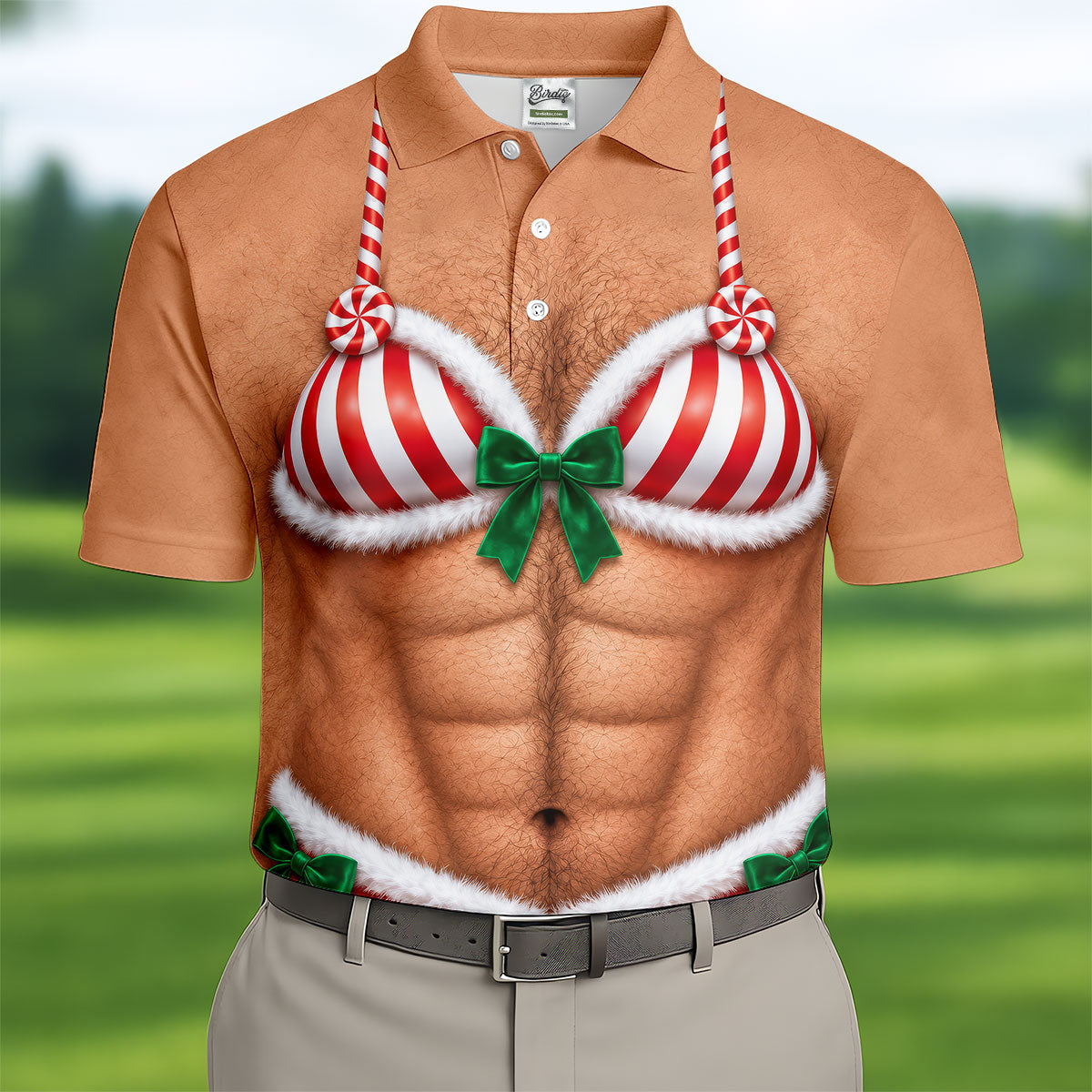 Custom Funny Belly Christmas Golf Shirt, Mens Golf Polo, Golf Apparel For Men