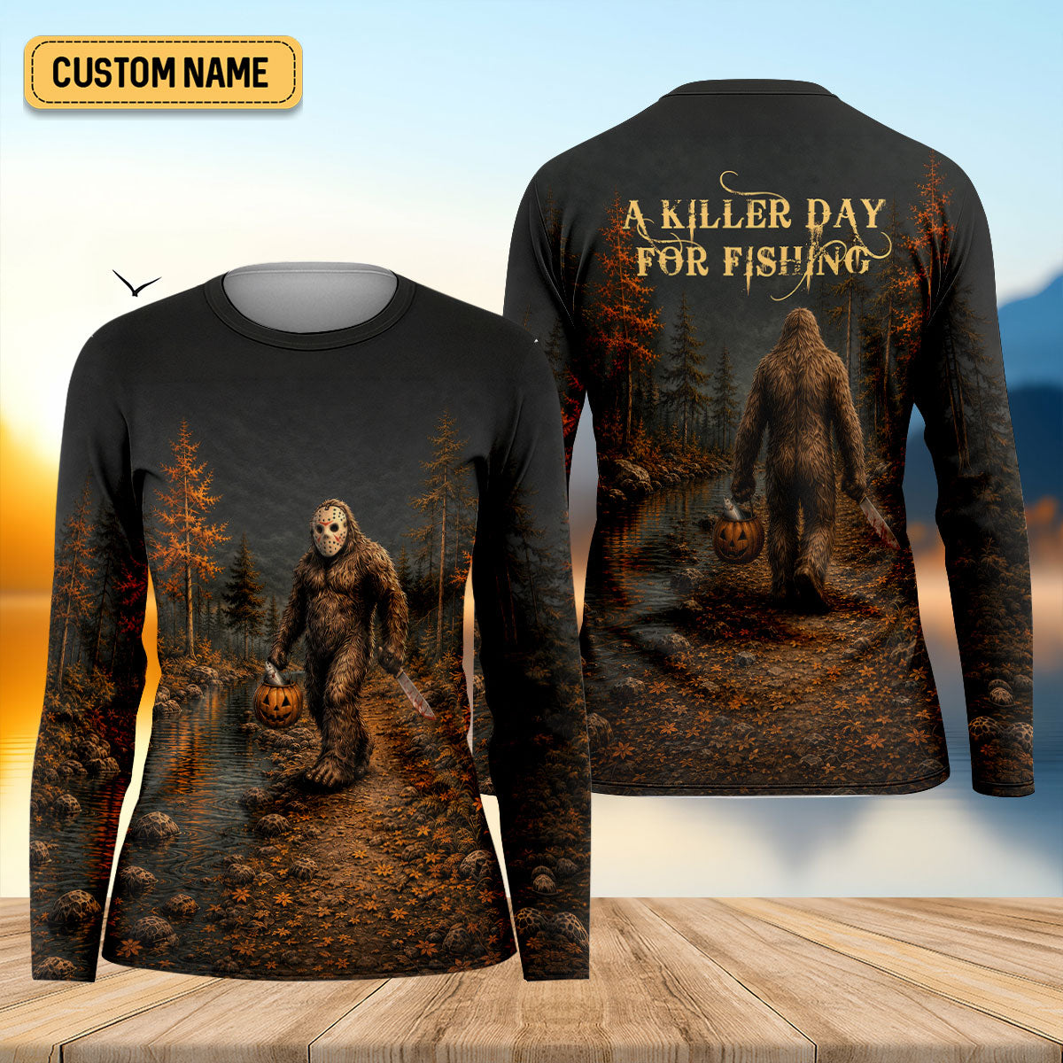 A Killer Day For Fishing Custom Halloween UPF Shirt, Funny Fishing Shirt, Womens Fishing Shirts