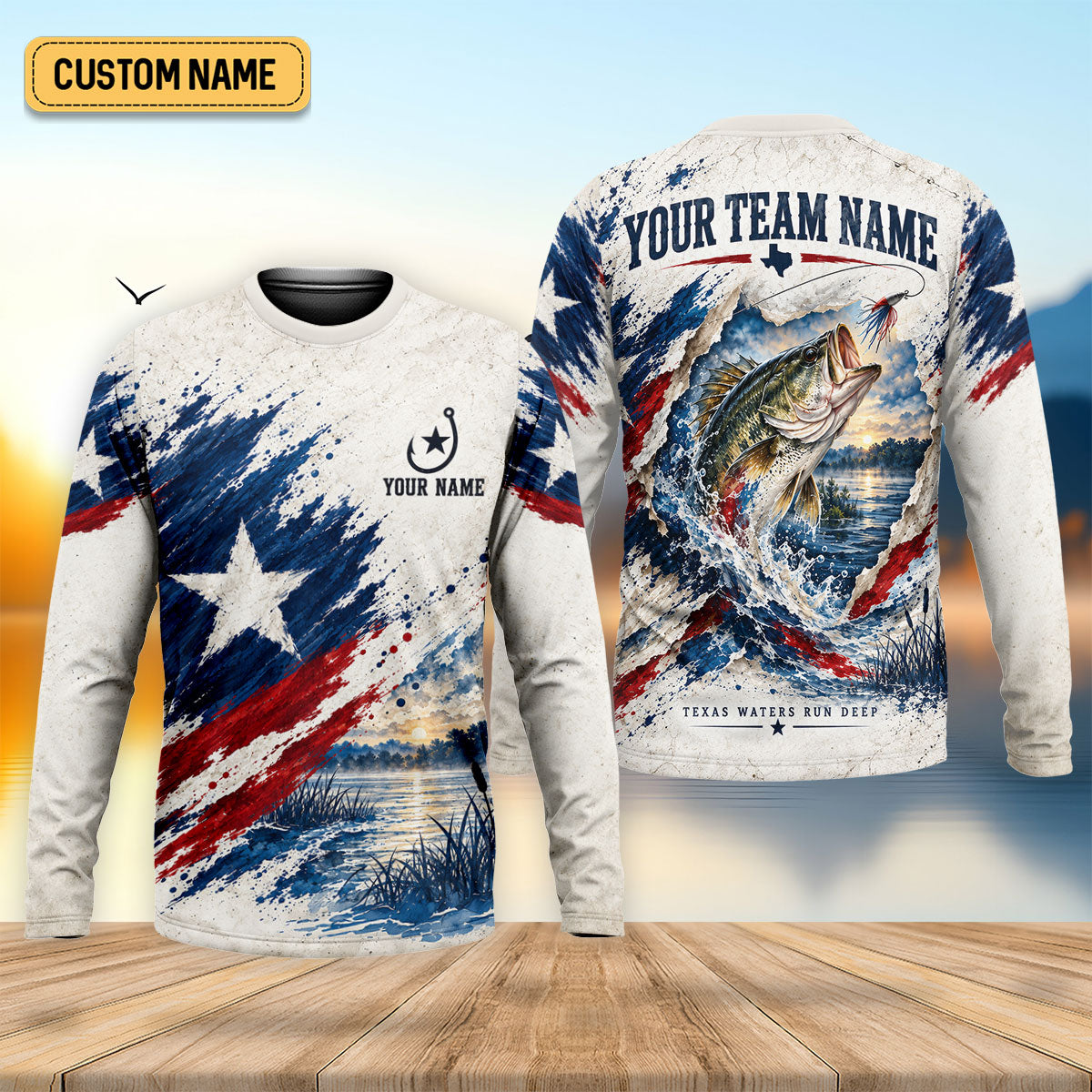 Personalized Texas Bass Fishing UPF Shirt, Fishing Shirts For Men, Bass Fishing Shirt