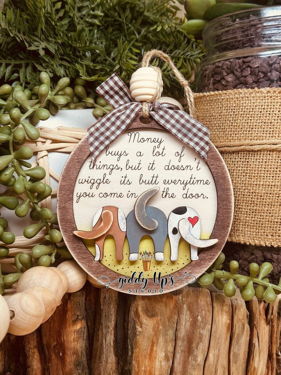 Dog Butts 2-layer Wooden Ornament, Christmas Dog Ornaments, Dog Christmas Decorations, Dog Lover Gifts