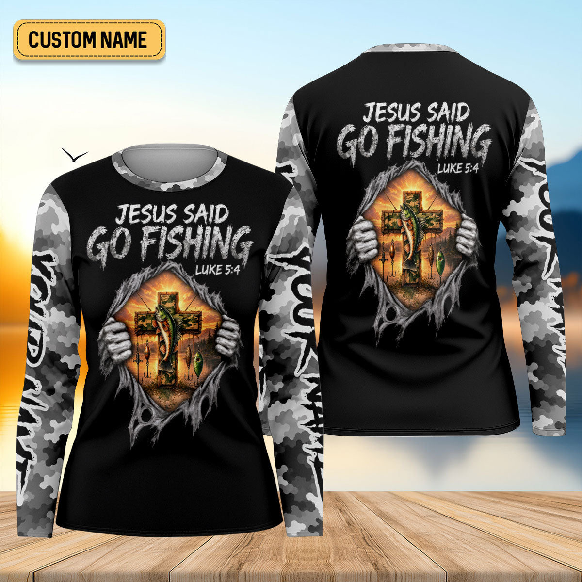 Jesus Said Go Fishing Custom UPF Shirt, Long Sleeve Shirt, Womens Fishing Shirts
