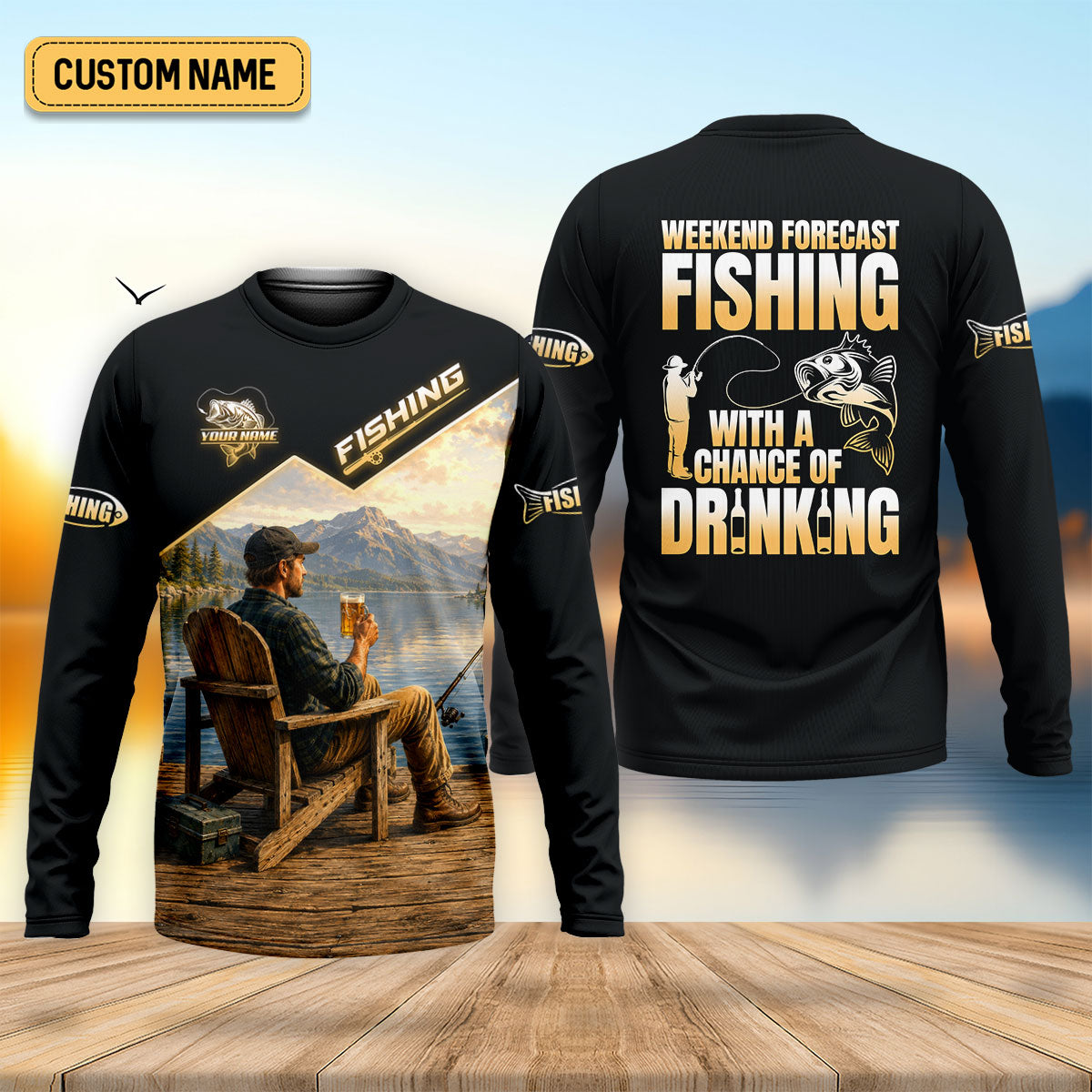 Weekend Forecast Fishing With A Chance Of Drinking UPF Shirt, Mens Fishing Shirt