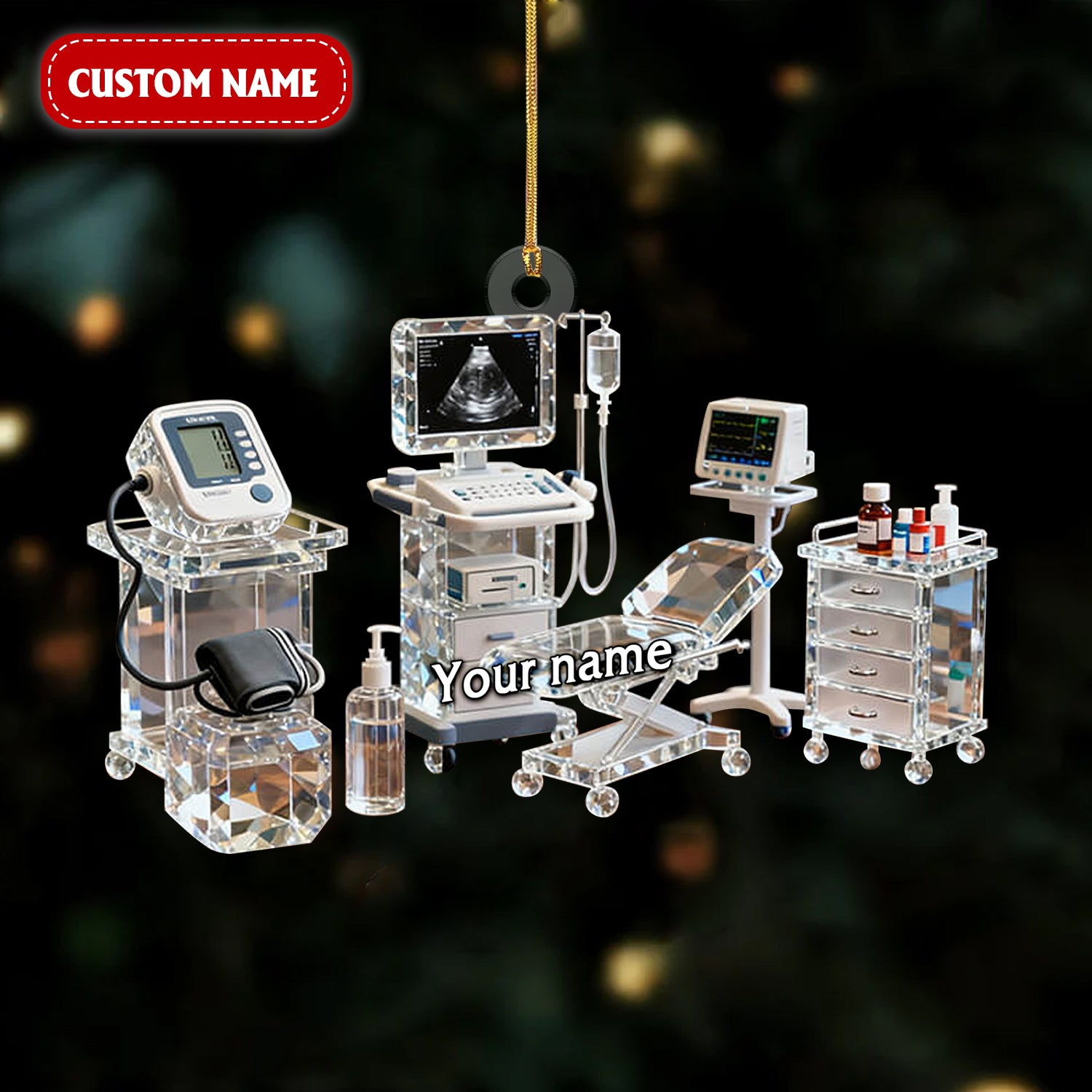 Treatment Room Art Figurine Stain Glass Crystal Effect Acrylic Ornament, Medical Theme Christmas Unique Gift