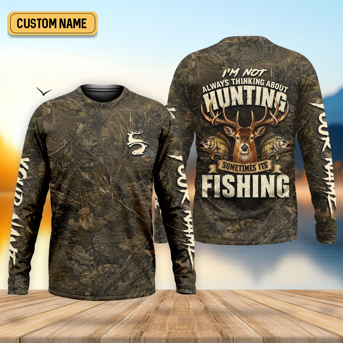 Sometimes Its Fishing Custom Camo UPF Shirt, Long Sleeve Fishing Shirt, Mens Shirt