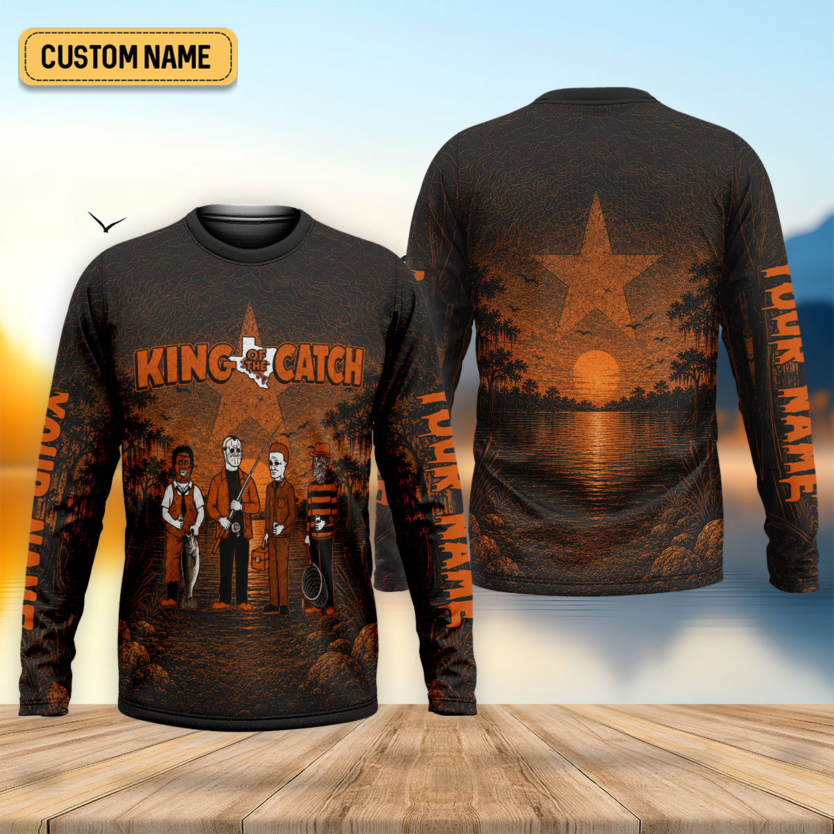 King Of The Catch Horror Character Fishing UPF Shirt, Mens Fishing Shirts, Halloween Fishing Shirt