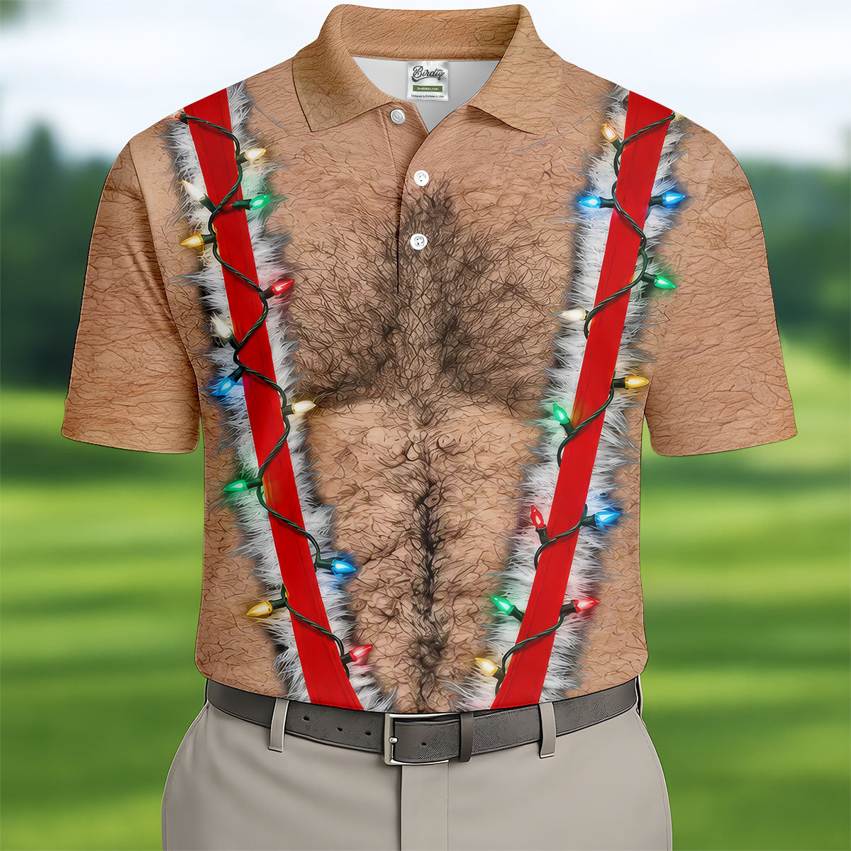 Funny Suspenders Lights Christmas Golf Shirt, Mens Golf Polo, Golf Apparel For Men