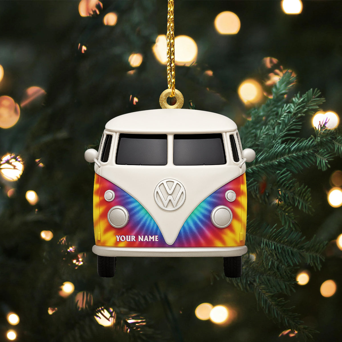 Custom Name Retro Bus Deadhead Acrylic Ornament, Rock Ornament, Gift For Rock Lovers