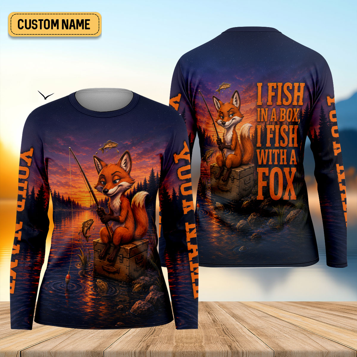 I Fish In A Box I Fish With A Fox Custom UPF Shirt, Fishing Apparel For Women, Fish Shirt