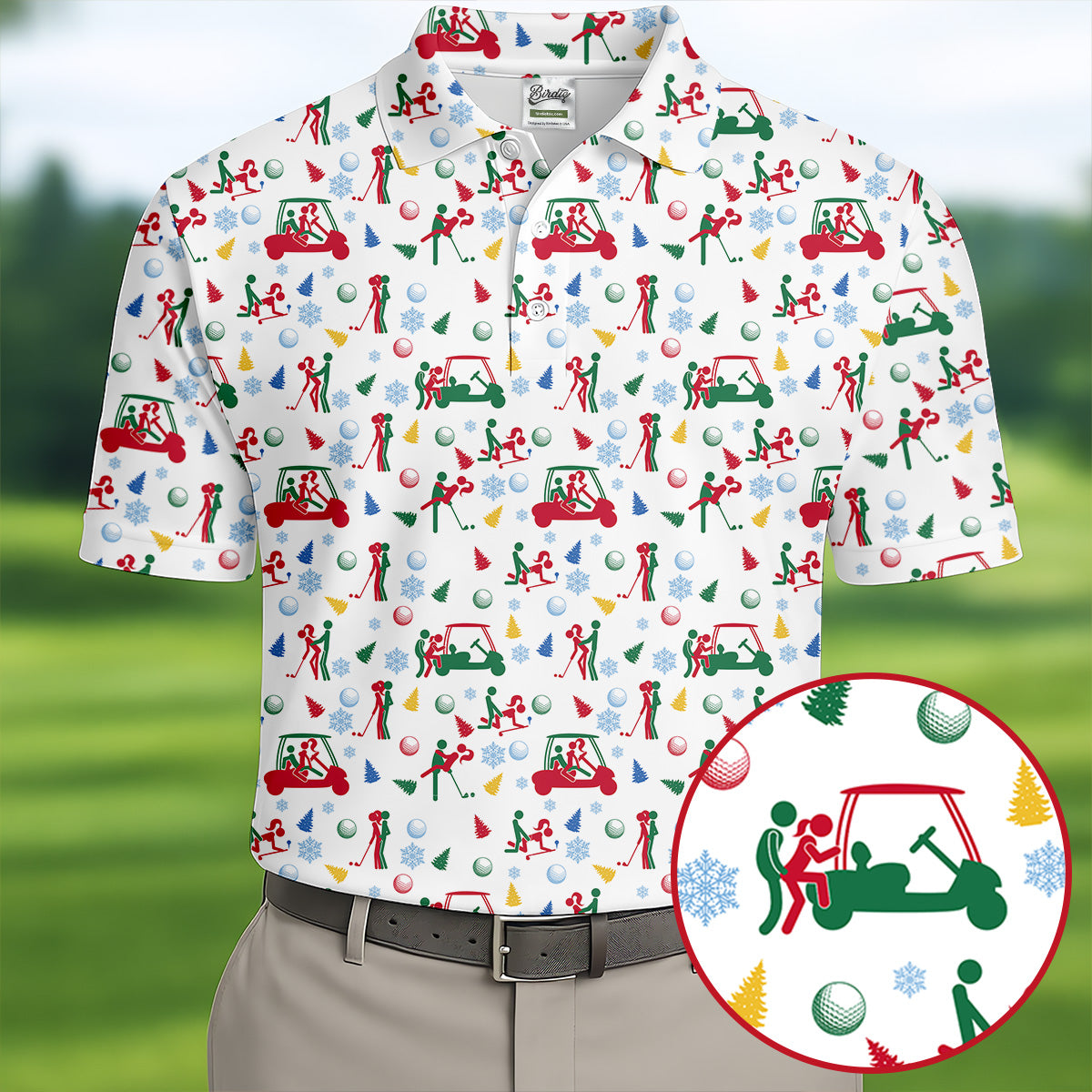 Funny Cheeky Golf Cart Christmas Golf Shirt, Mens Golf Polo, Golf Apparel For Men