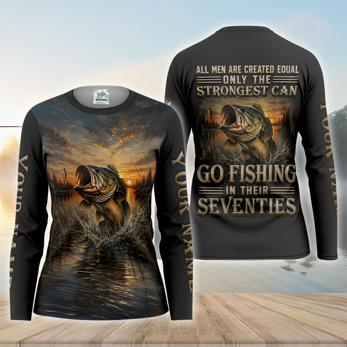 All Men Are Created Equal Custom Bass Fishing UPF Shirt, Fishing T-Shirt, Womens Shirt