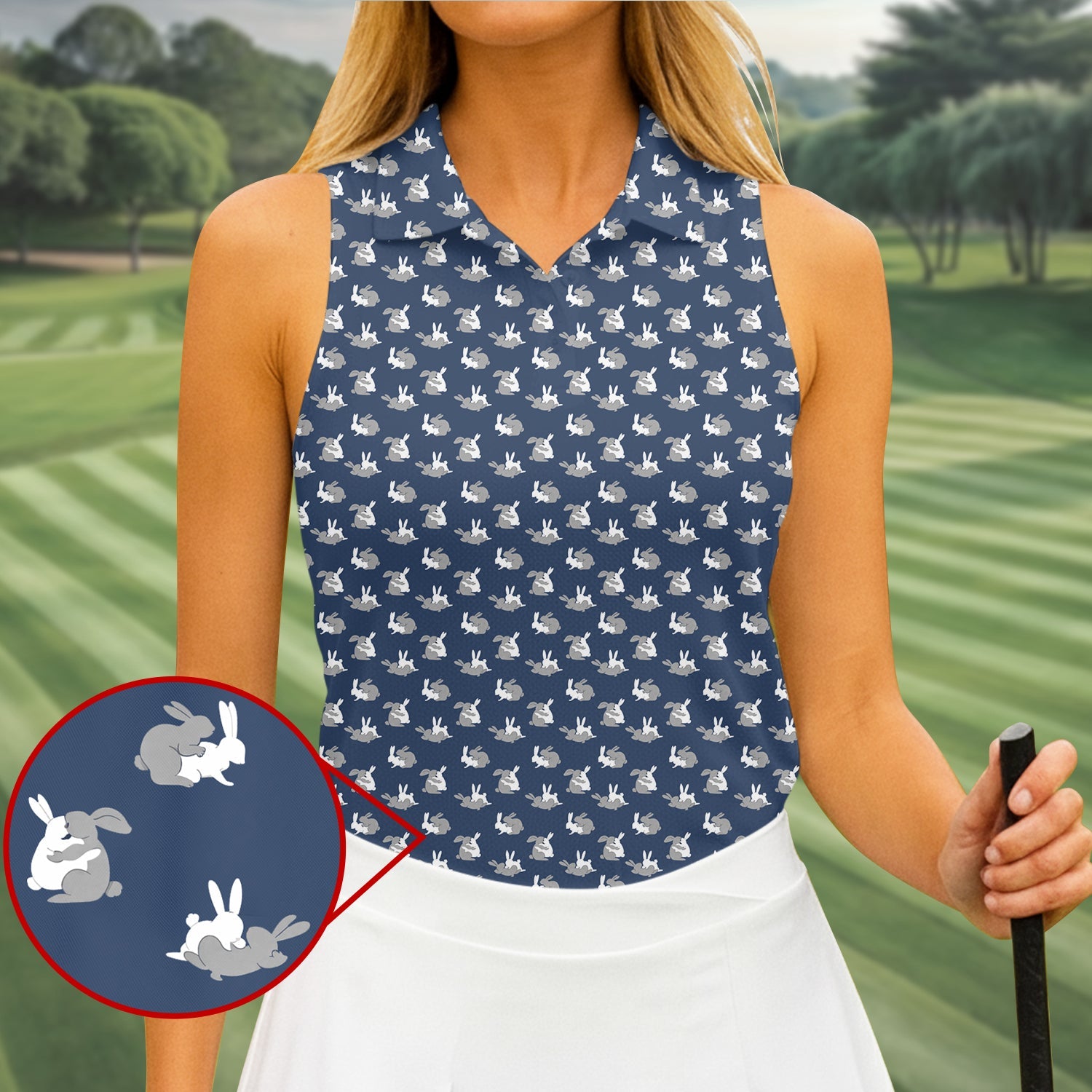 Naughty Couple Adult Humor Fun Rabbit Women's Golf Shirts, Valentines Golf Gift, Ladies Golf Polos