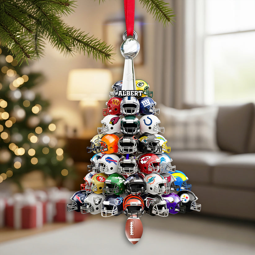 christmas football helmet Personalized Football Helmet Acrylic Ornament, Gift For Football Lover